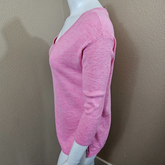 TALBOTS Marled Pink V-neck Cotton Pullover Sweater~Size XS - Picture 4 of 9
